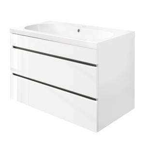 Meuble avec vasque Kali I Blanc / Blanc brillant - Largeur : 90 cm