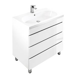 Meuble avec vasque Kali II Blanc / Blanc brillant - Blanc brillant - Largeur : 90 cm