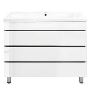 Meuble avec vasque Kali II Blanc / Blanc brillant - Blanc brillant - Largeur : 90 cm