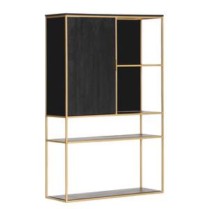 Highboard Harbin Akazie massiv - Akazie Schwarz / Gold