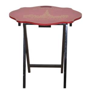 Table pliante Wemmel I Partiellement en hévéa massif - Rouge / Noir