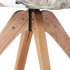 Gestoffeerde stoel Candelaria I draaibaar - massief eikenhout/vlakweefsel - Geel/grijs