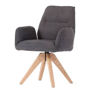 Gestoffeerde stoel Candelaria II draaibaar - massief eikenhout/vlakweefsel - Steengrijs