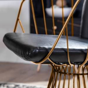Chaise à accoudoirs Risdon Métal / Imitation cuir - Noir - Doré