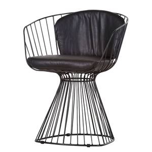 Chaise à accoudoirs Risdon Métal / Imitation cuir - Noir - Noir