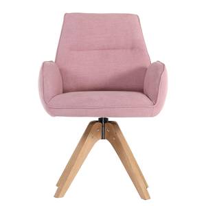 Gestoffeerde stoel Candelaria II draaibaar - massief eikenhout/vlakweefsel - Roze