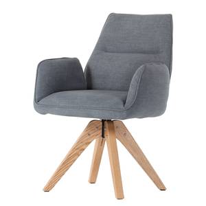 Gestoffeerde stoel Candelaria II draaibaar - massief eikenhout/vlakweefsel - Grijs