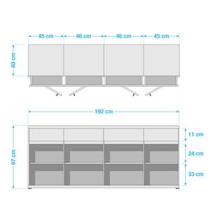 Grand buffet Lissabon Imitation hêtre / Anthracite - Largeur : 192 cm