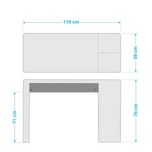 Bureau Cooks Hill Mat wit/mat antracietkleurig