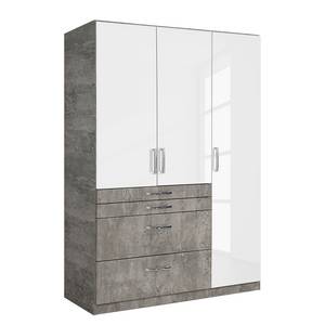 Armoire Homburg II Blanc / Gris minéral - Largeur : 136 cm - Sans portes miroir