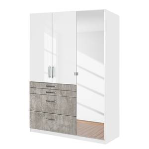 Armoire Homburg II Blanc / Gris clair - Largeur : 136 cm - Avec portes miroir