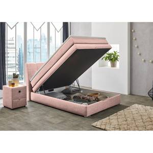 Lit boxspring Amelie Avec coffre de lit Tissu structuré - Rose vieilli