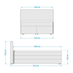 Lit boxspring Malvinas Gris - 140 x 200cm