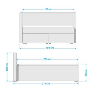 Boxspringbett Malvinas Antikgrün - 180 x 200cm