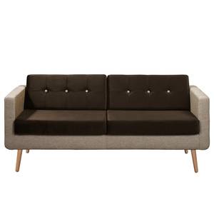 Sofa Croom I (3-Sitzer) Webstoff Fida / Samt Freda: Sand / Dunkelbraun