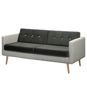 Sofa Croom I (3-Sitzer) Webstoff Fida / Samt Freda: Weiß / Dunkelgrau