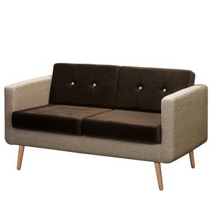 Sofa Croom I (2-Sitzer) Webstoff Fida / Samt Freda: Sand / Dunkelbraun