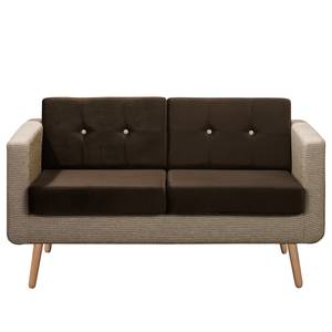 Sofa Croom I (2-Sitzer) Webstoff Fida / Samt Freda: Sand / Dunkelbraun