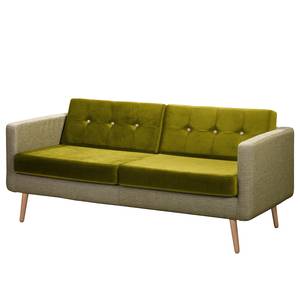 Sofa Croom I (3-Sitzer) Webstoff Fida / Samt Freda: Beigegrün / Olivgrün