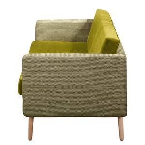Sofa Croom I (3-Sitzer) Webstoff Fida / Samt Freda: Beigegrün / Olivgrün