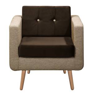 Fauteuil Croom Microfibre - Tissu Fida / Velours Freda: Sable / Marron foncé - Sans repose-pieds