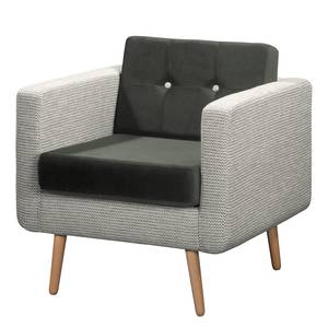 Fauteuil Croom microvezel - Geweven stof Fida / Velours Freda: Wit / Donkergrijs - Zonder hocker