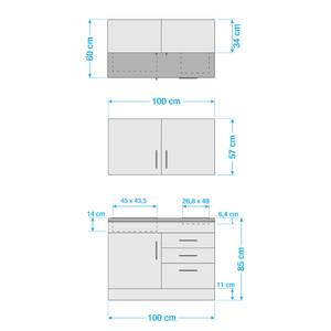 Single-Küchenzeile Toronto Weiß - Breite: 100 cm - Glaskeramik