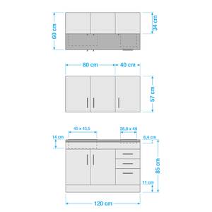 Single-Küchenzeile Toronto Weiß - Breite: 120 cm - Glaskeramik