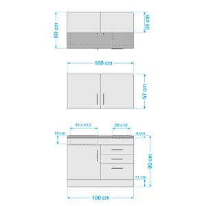 Single-Küchenzeile Toronto Hochglanz Crema - Breite: 100 cm - Kochplatte