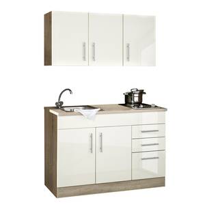 Single-Küchenzeile Toronto Hochglanz Crema - Breite: 120 cm - Kochplatte