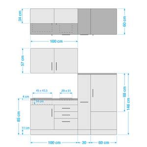 Küchenzeile Toronto II Weiß - Breite: 190 cm - Kochplatte