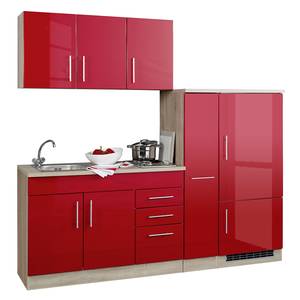 Küchenzeile Toronto II Hochglanz Rot - Breite: 210 cm - Kochplatte