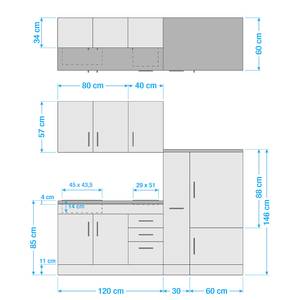 Küchenzeile Toronto II Hochglanz Rot - Breite: 210 cm - Kochplatte