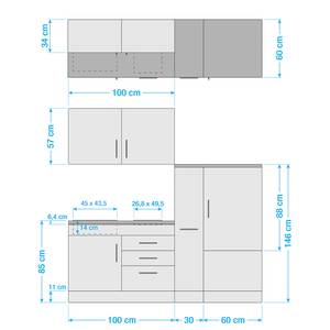 Küchenzeile Toronto II Buche Dekor - Breite: 190 cm - Glaskeramik