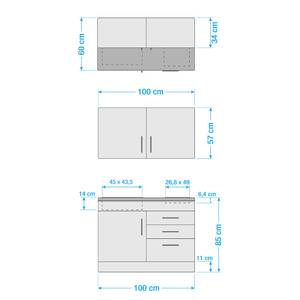 Single-Küchenzeile Toronto Hochglanz Rot - Breite: 100 cm - Glaskeramik