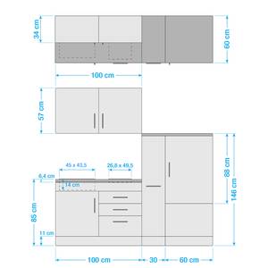 Küchenzeile Toronto II Weiß - Breite: 190 cm - Glaskeramik