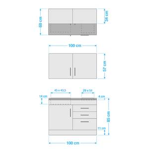 Single-keukenblok Toronto Beukenhouten look - Breedte: 100 cm - Kookplaten