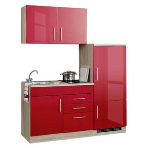 Küchenzeile Toronto I Hochglanz Rot - Breite: 160 cm - Glaskeramik
