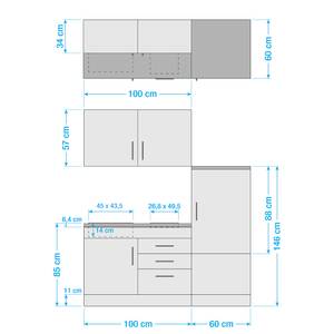 Küchenzeile Toronto I Weiß - Breite: 160 cm - Glaskeramik