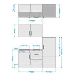 Küchenzeile Toronto I Buche Dekor - Breite: 160 cm - Glaskeramik