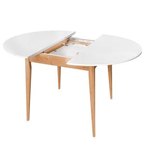 Table extensible LINDHOLM ronde Blanc - En partie en bois massif - Hauteur : 76 cm