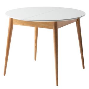 Uitschuifbare eettafel LINDHOLM rond Wit - Deels massief hout - Hoogte: 76 cm