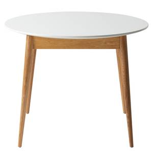 Uitschuifbare eettafel LINDHOLM rond Wit - Deels massief hout - Hoogte: 76 cm