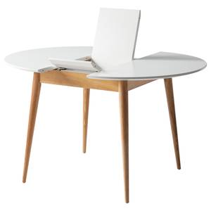 Table extensible LINDHOLM ronde Blanc - En partie en bois massif - Hauteur : 76 cm