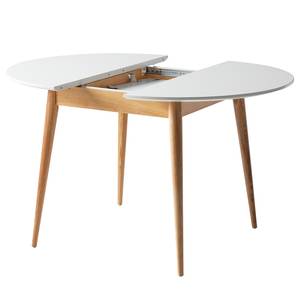 Table extensible LINDHOLM ronde Blanc - En partie en bois massif - Hauteur : 76 cm