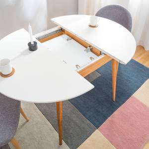 Table extensible LINDHOLM ronde Blanc - En partie en bois massif - Hauteur : 76 cm