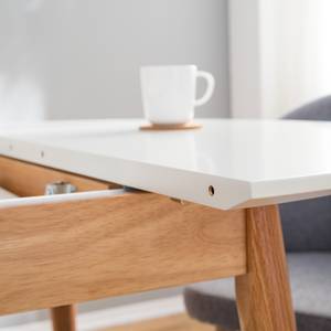 Table extensible LINDHOLM ronde Blanc - En partie en bois massif - Hauteur : 76 cm