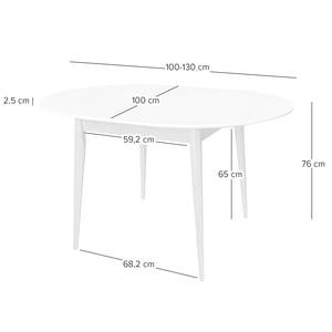 Table extensible LINDHOLM ronde Blanc - En partie en bois massif - Hauteur : 76 cm