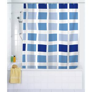 Duschvorhang Mosaik Blau - Textil - 180 x 200 cm