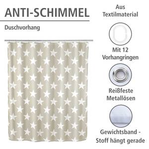 Antischimmel douchegordijn Stella Beige - Textiel - 180 x 200 cm